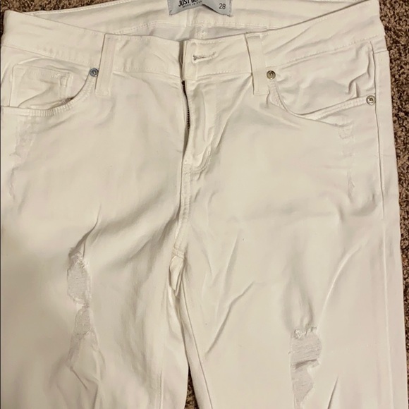 White Lightly Distressed Skinny Jeans - Picture 3 of 5